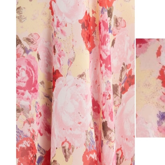 Floret Studios Floral Ruffle Waist A-line Dress in Pink Floral Size Large - Picture 4 of 16